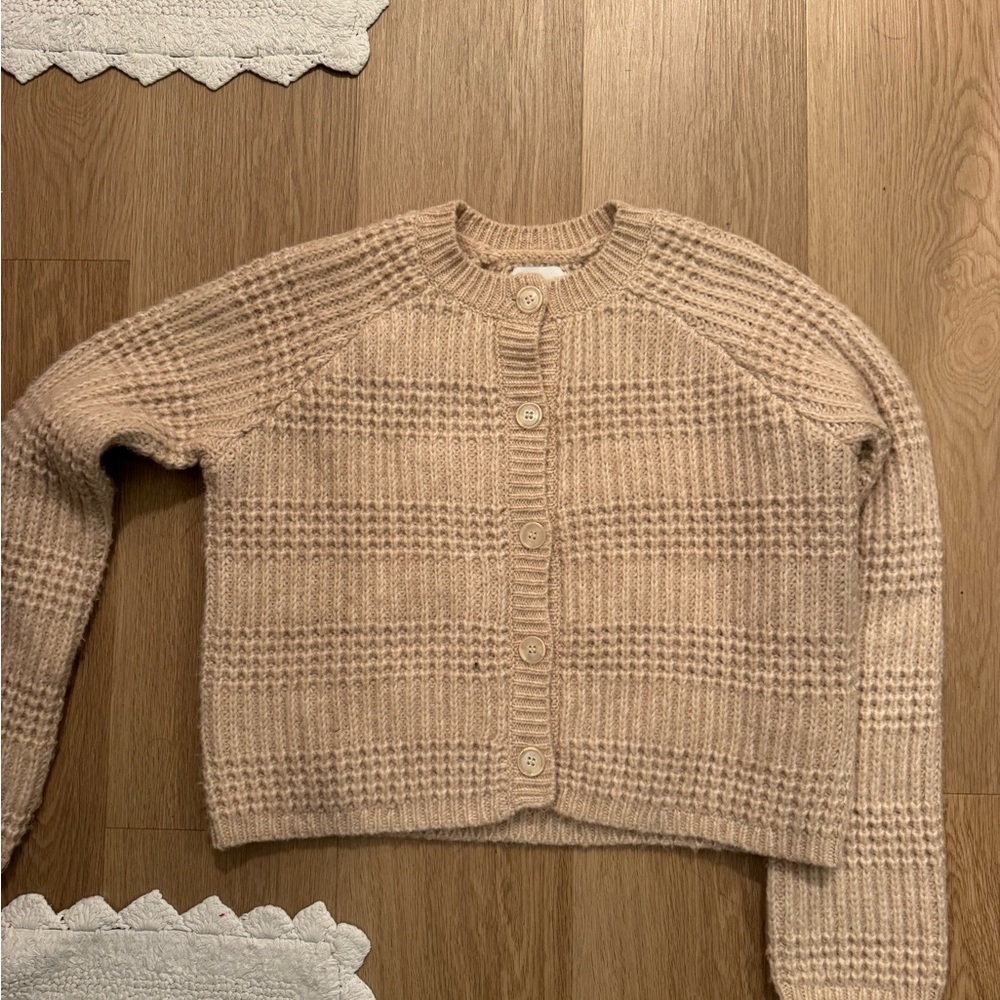 Luxe Textured Button-Front Cardigan in Oatmeal